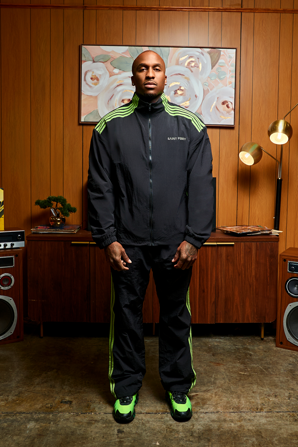 SAINT PERRY Otis Track Jacket and Pants - Black & Neon
