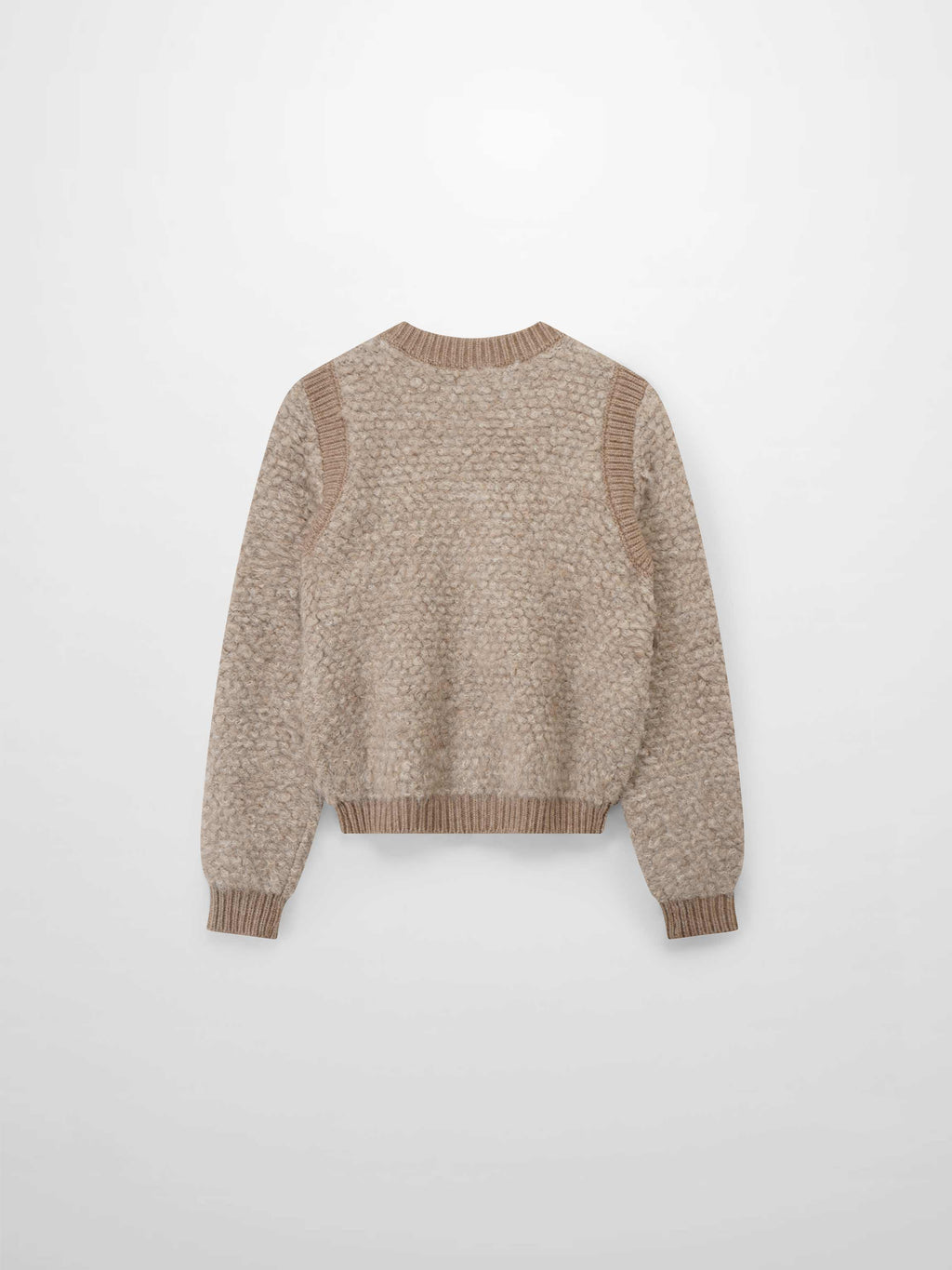 Ribbed Knit Mohair Cardigan Jacket-Camel-2