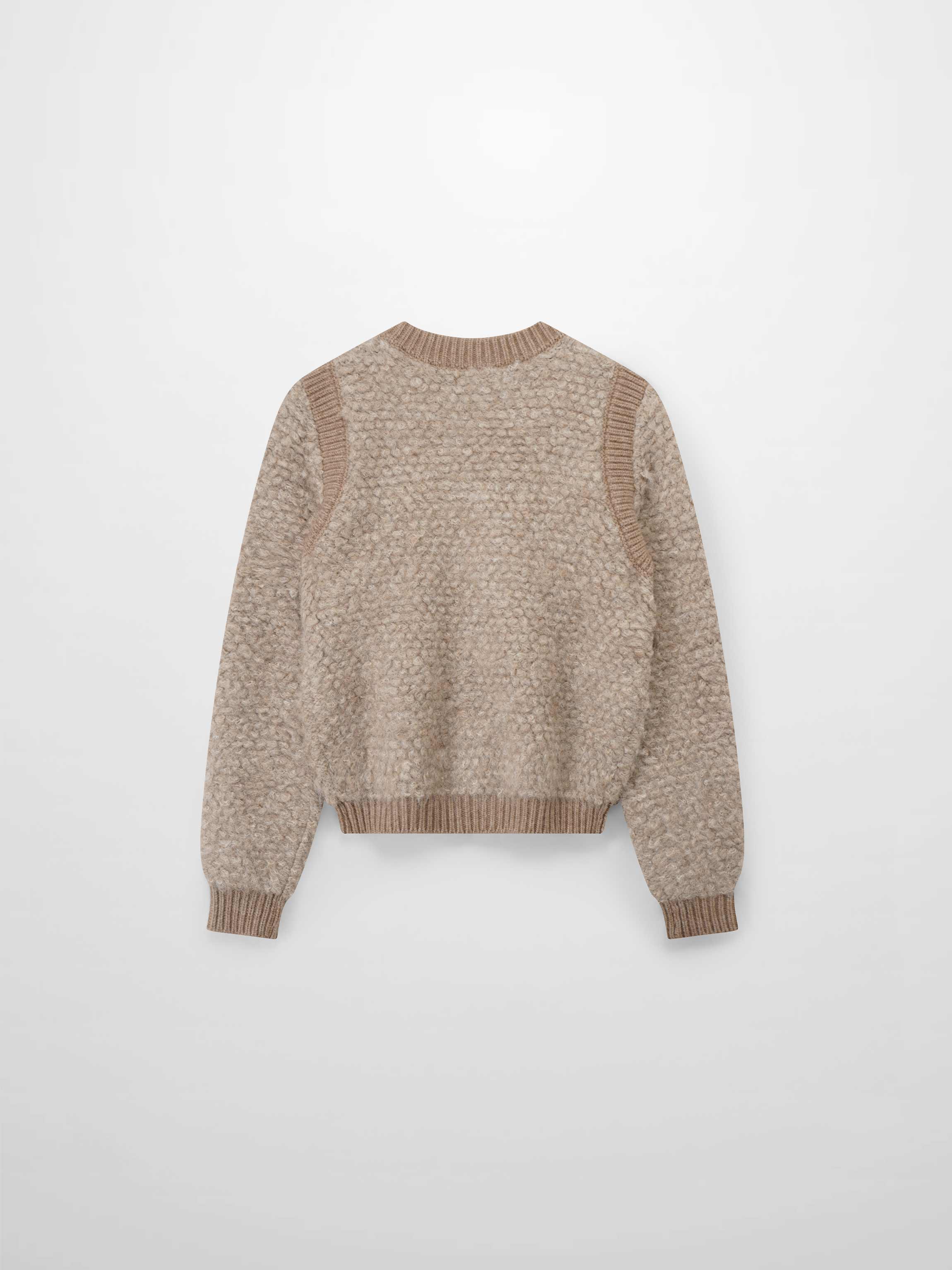 Ribbed Knit Mohair Cardigan Jacket-Camel-2