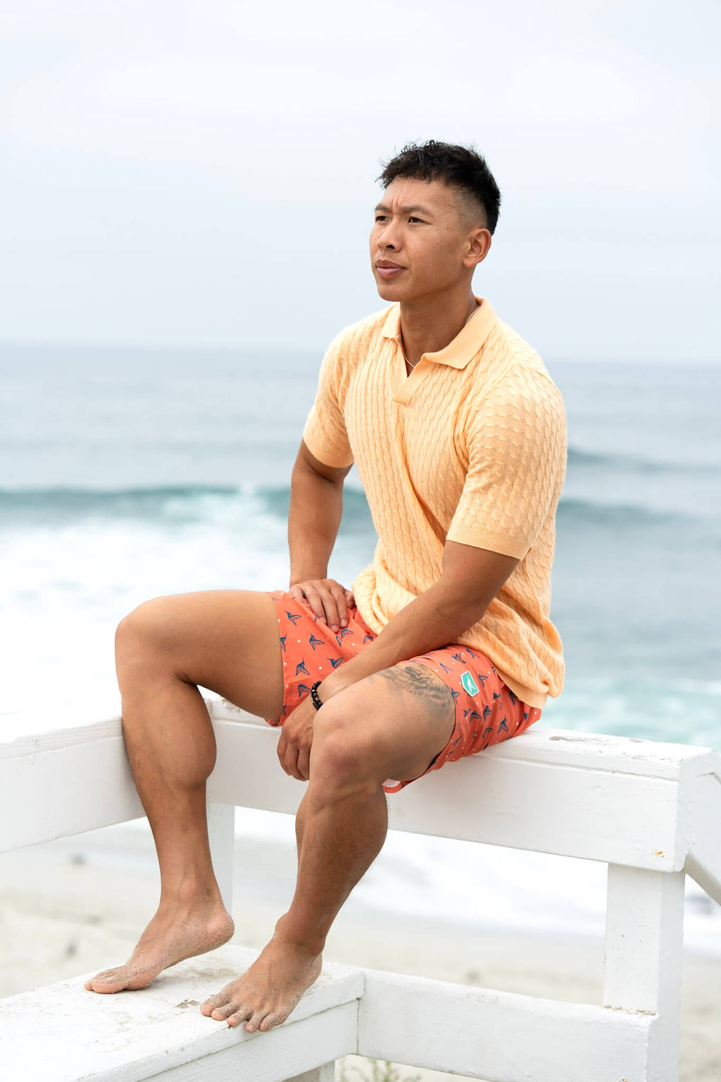 Cashmere Feel Polo Shirt | Orange Creme