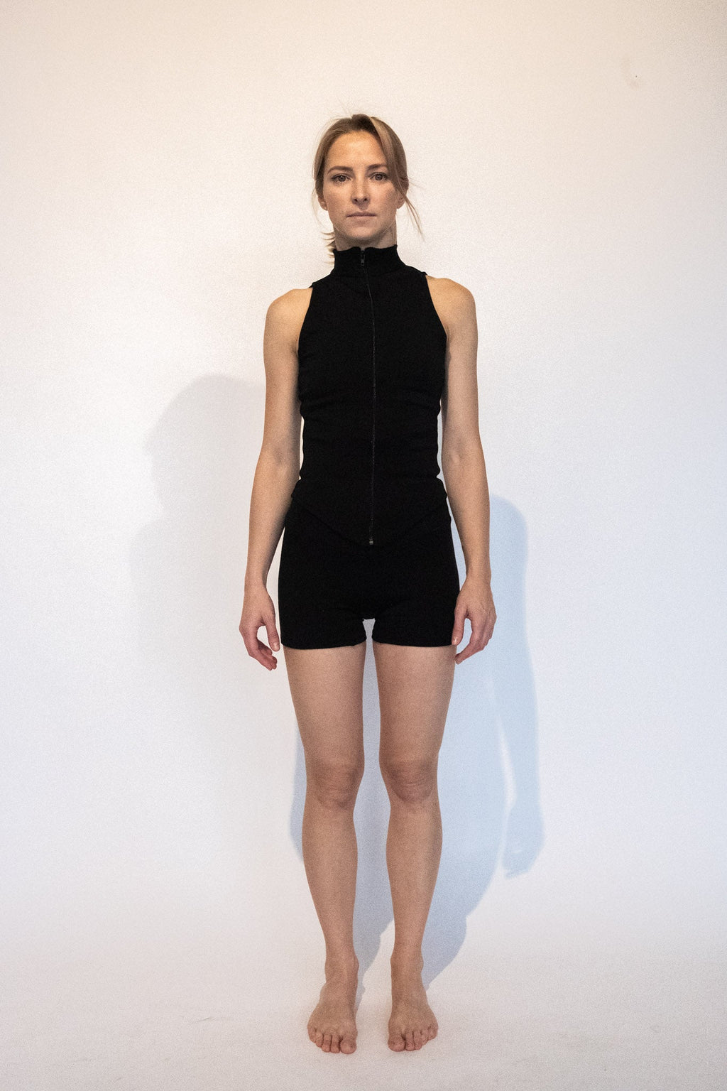 Women's Organic Cotton Zip Tank | High Collar Side Cutout Top-4