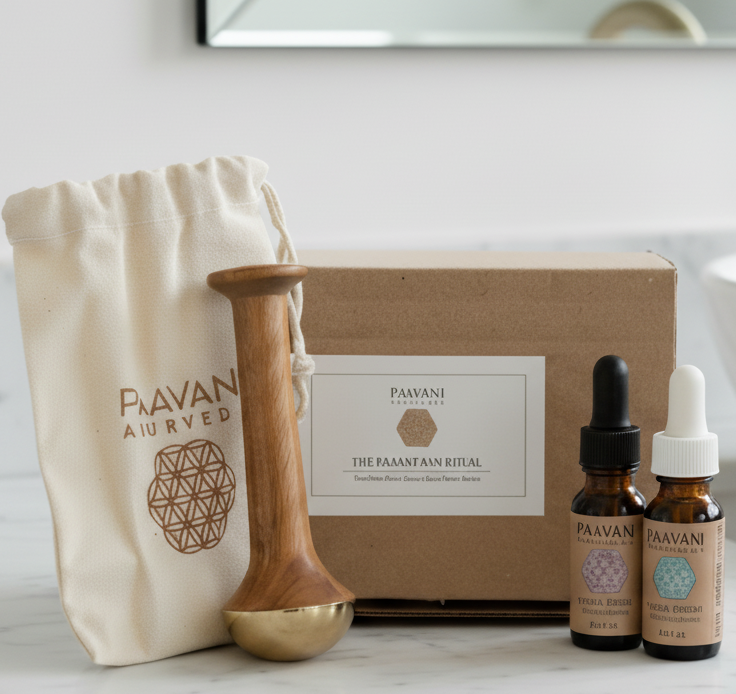 The Radiant Skin Ritual Kansa Wand Facial Tool Set with Travel Pouch