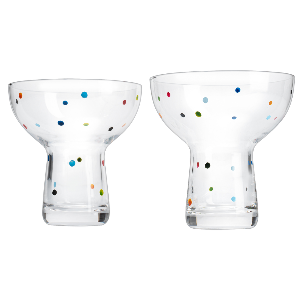 Hand Blown Margarita Glass – (Polka Dot Vintage Design)-0