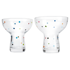 Hand Blown Margarita Glass – (Polka Dot Vintage Design)-0