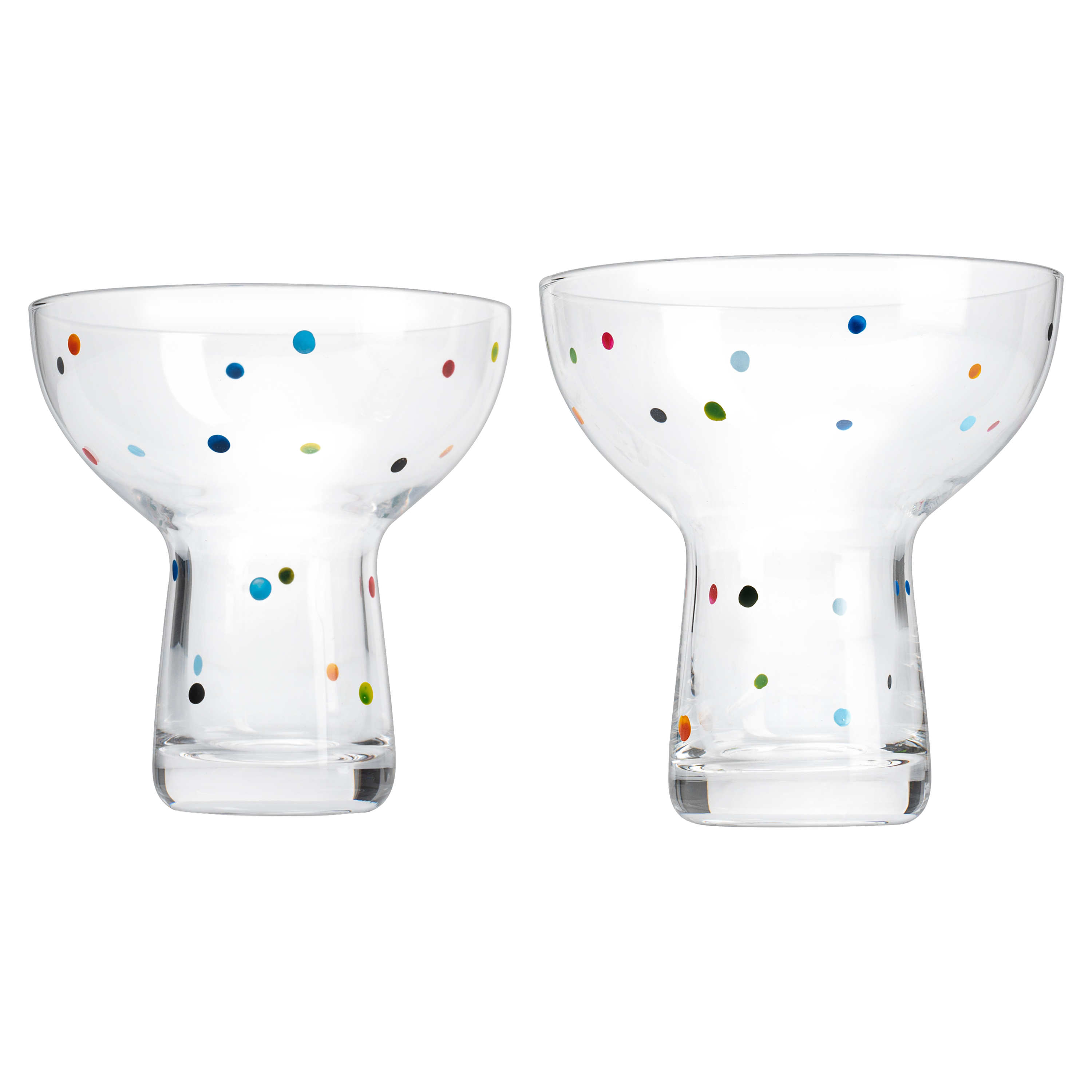 Hand Blown Margarita Glass – (Polka Dot Vintage Design)-0
