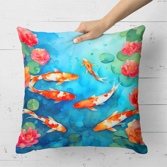 Koi Fish Throw Pillow - Large 18” x 18”