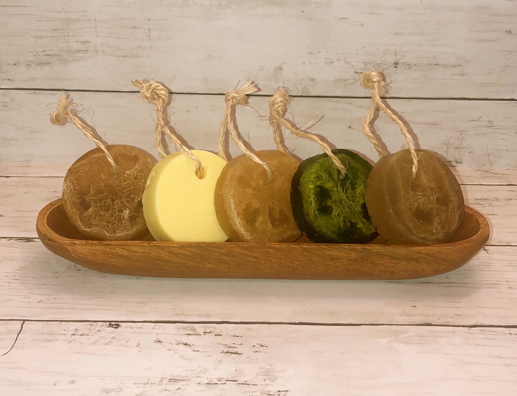 Artisanal Hanging Soap Collection with Loofah