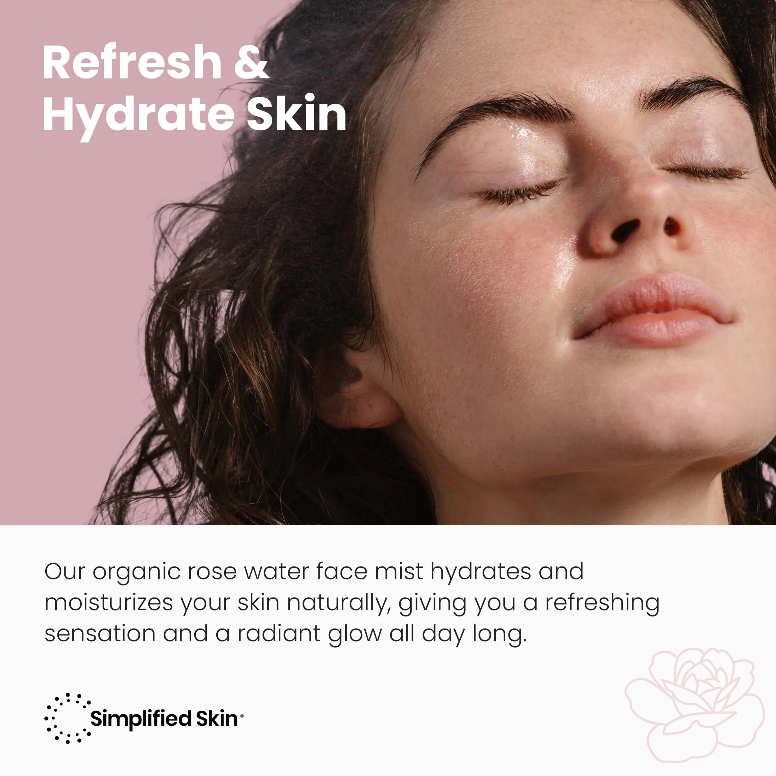 Organic Rose Water Spray - Multi-Purpose Hydrating Mist for Face, Body & Hair - 4 Oz