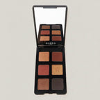 Makeup palette with six colors and a mirror, featuring the brand 'eyeko'.
