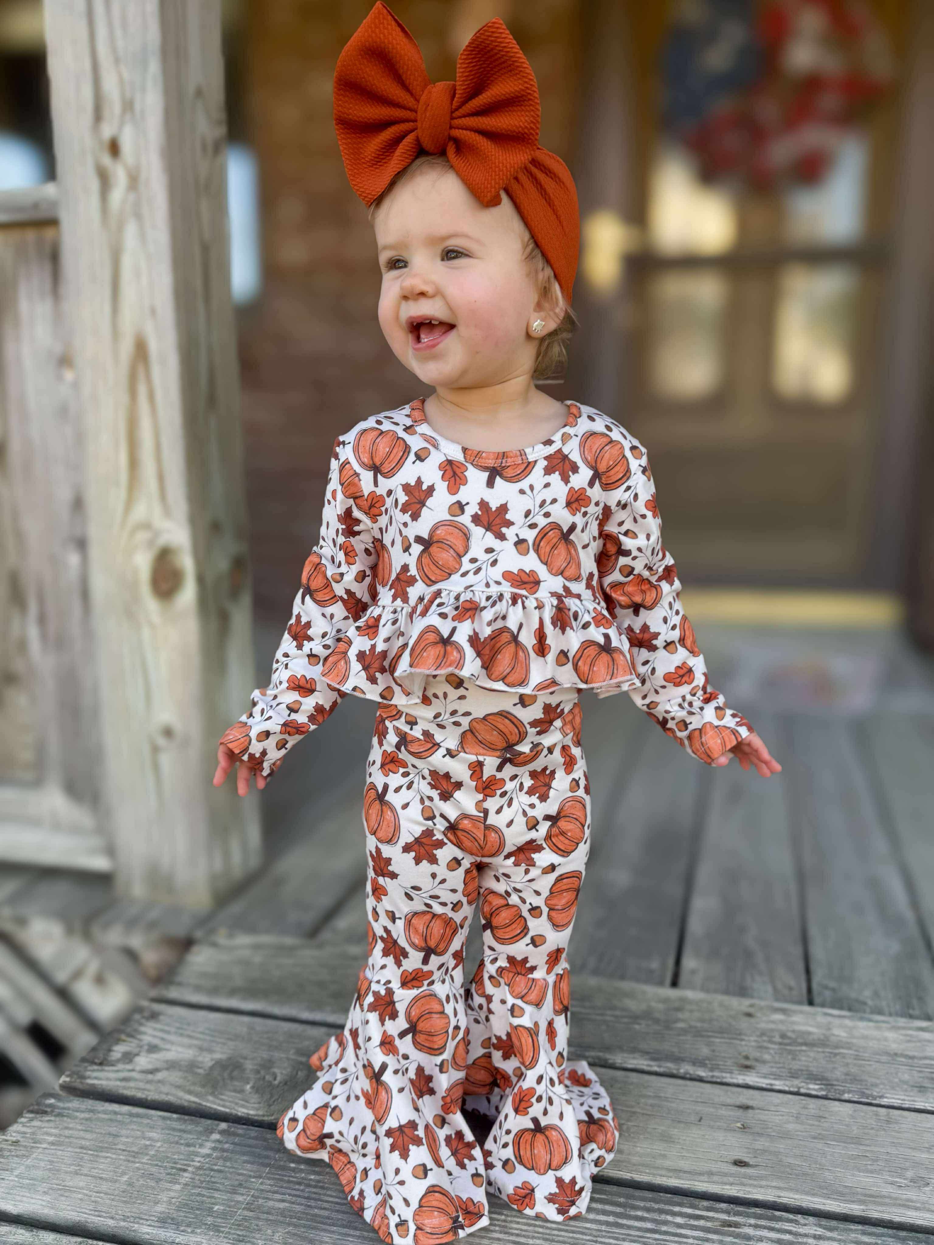 Pumpkin & Leaves Fall Baby & Toddler Silk Clothing Set