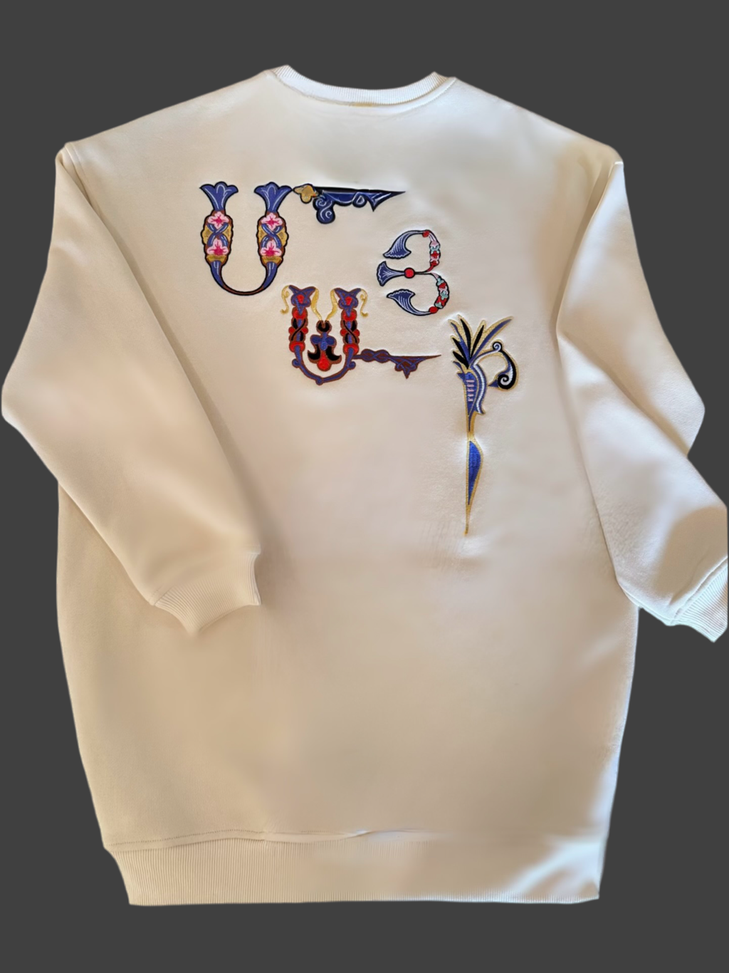 WO|MN 100% Cotton Fleece Oversized Sweatshirt (Dress) - Ivory