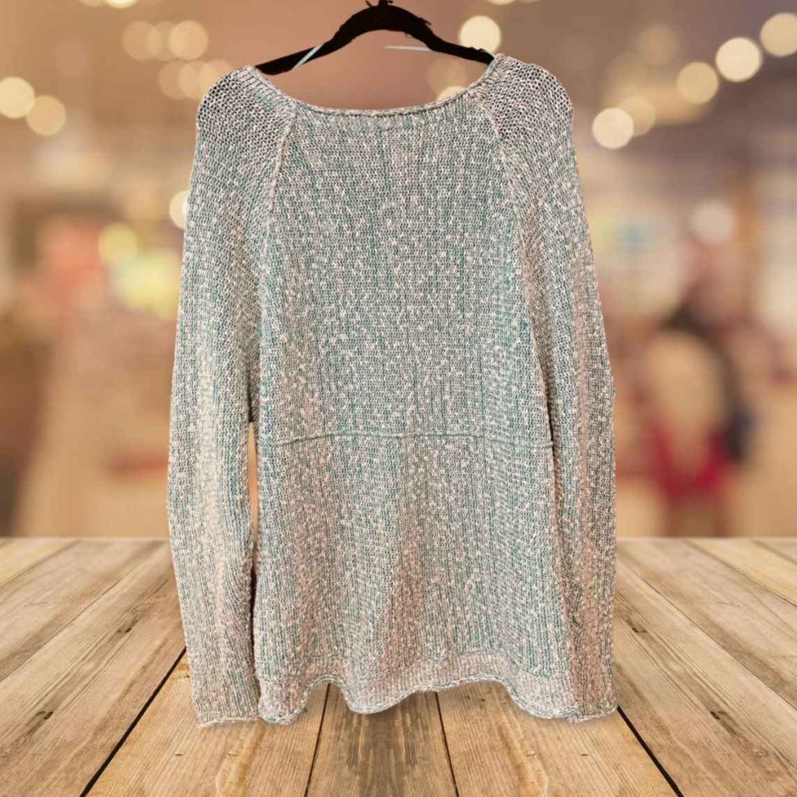Free People Bright Lights V-Neck Dolman Sleeve Sweater – Turquoise – Size M