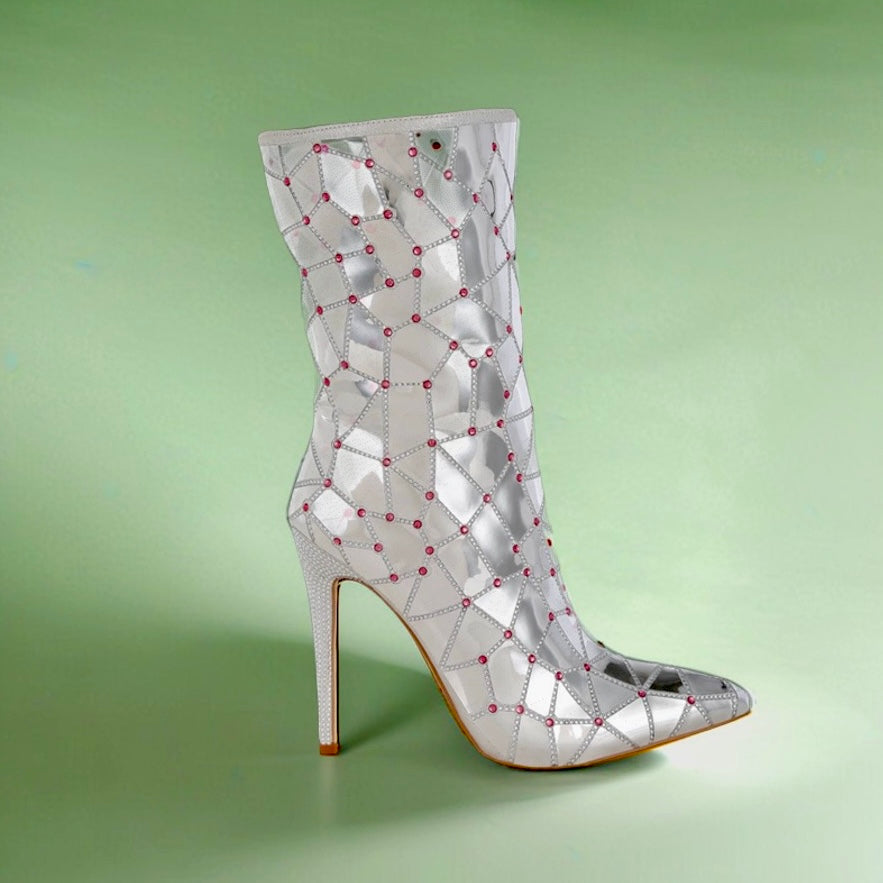 Echostage Rhinestones Embellished Metallic Boots