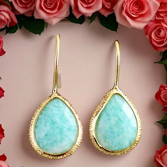 Handmade Natural Stone Teardrop Earrings