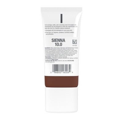 Neutrogena Clear Coverage Flawless Matte Color Correcting Cream, Full-Coverage – 10.0 Sienna