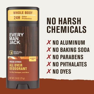 The FRESH CITRUS Every Man Jack All Over Solid Deodorant – 2.6 Oz