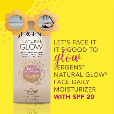 The Jergens NATURAL GLOW SPF 20 Facial Moisturizer + Self Tanner – 2 fl Oz