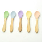Bamboo + Silicone Baby Feeding Spoons – 2 Piece Set