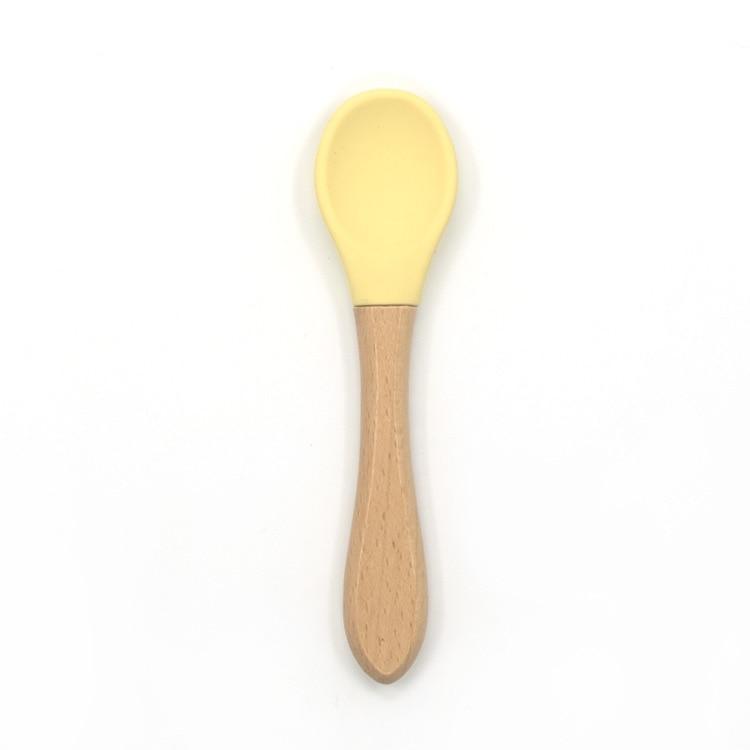 Bamboo + Silicone Baby Feeding Spoons – 2 Piece Set