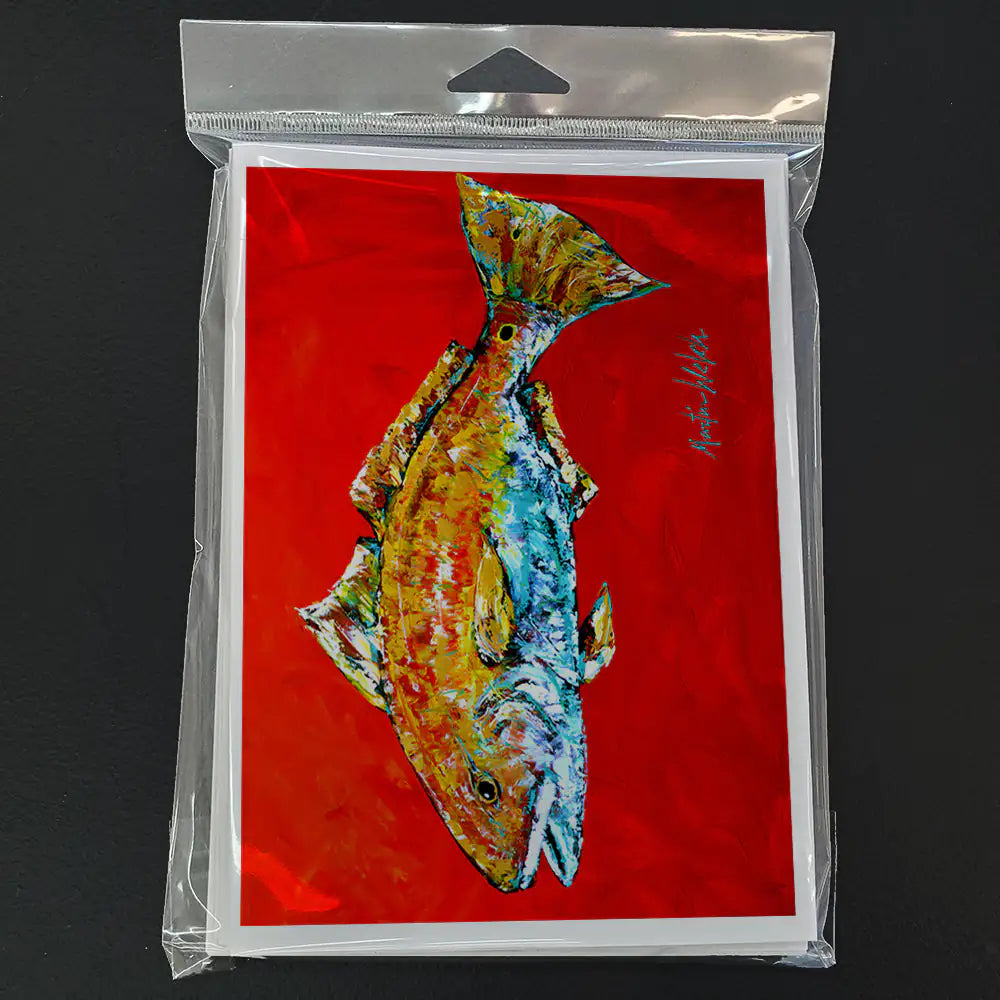 Fish Greeting Cards - Red - Pack of 8