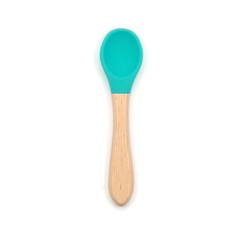 Bamboo + Silicone Baby Feeding Spoons – 2 Piece Set