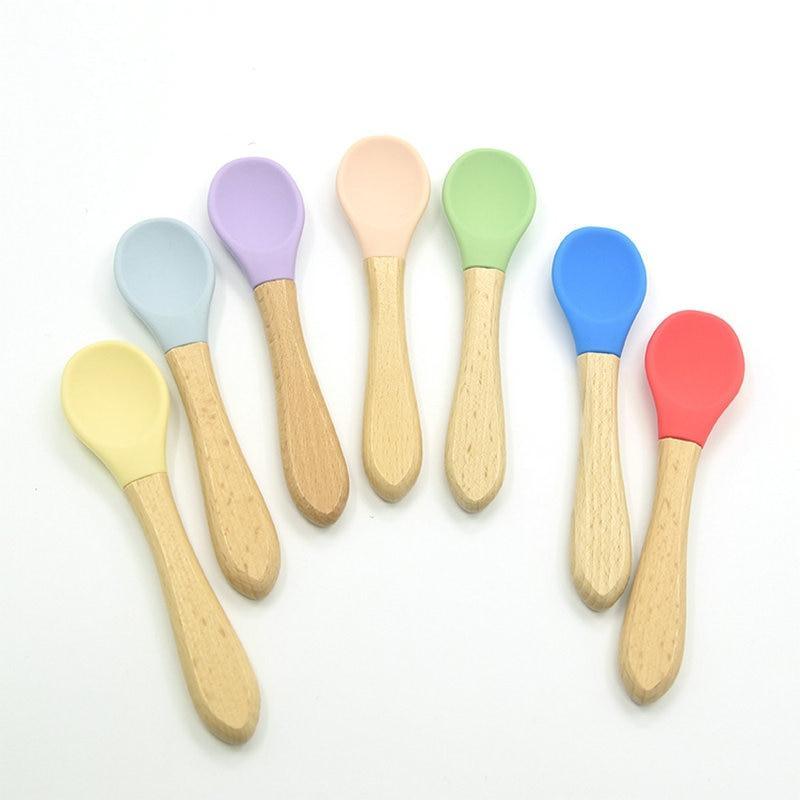 Bamboo + Silicone Baby Feeding Spoons – 2 Piece Set