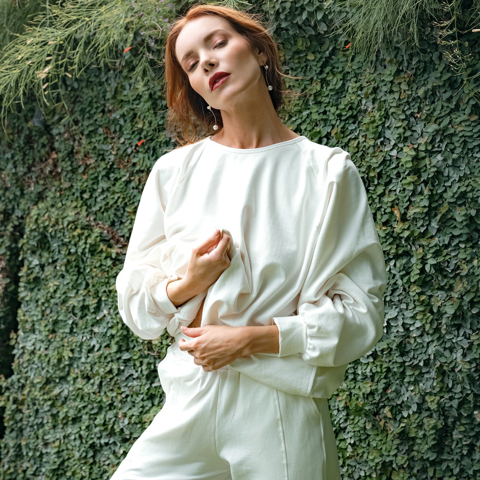 Haley Bamboo Fleece Oversized Fit Sweater – Off White