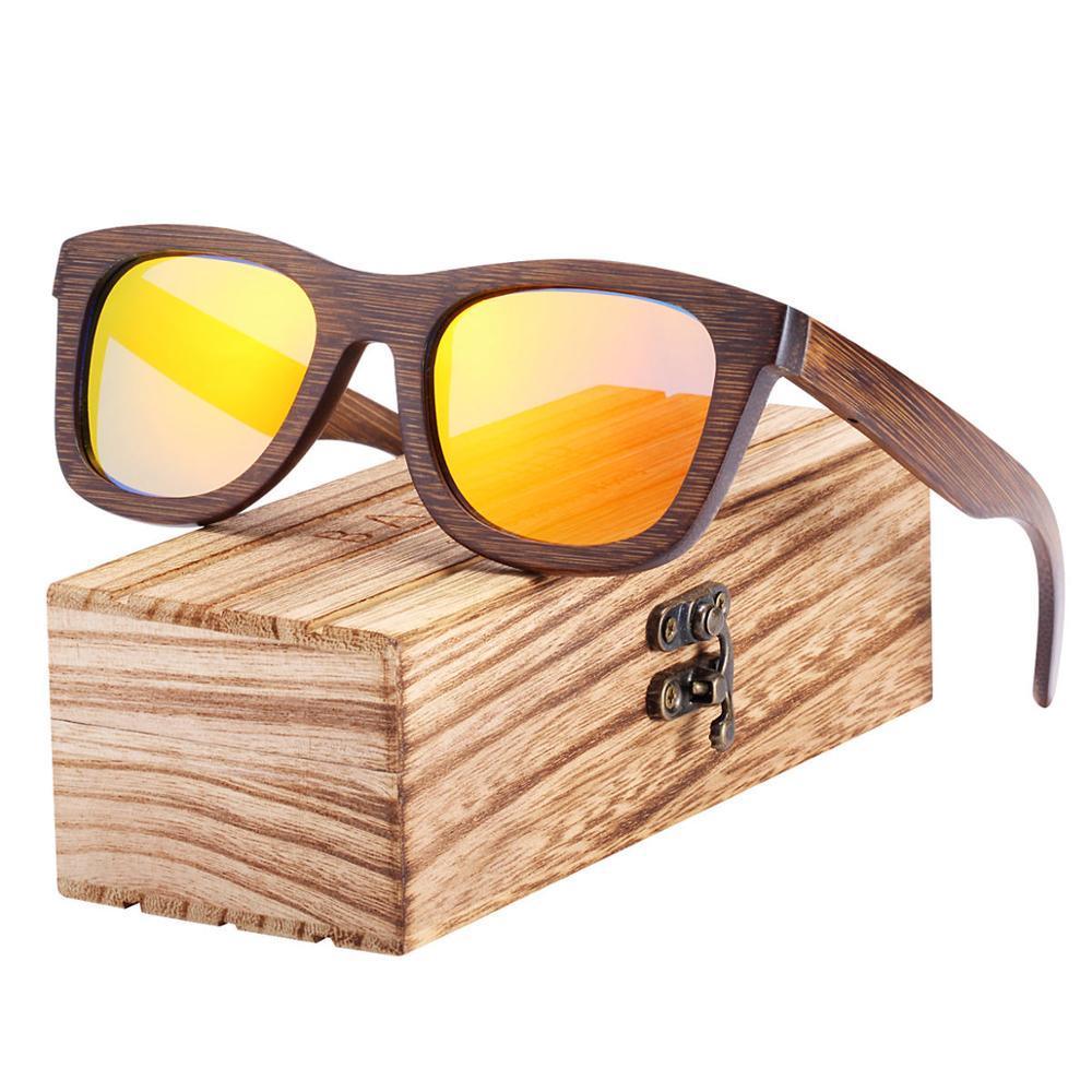 Luxury Square Wood Bamboo Polarized Sunglasses