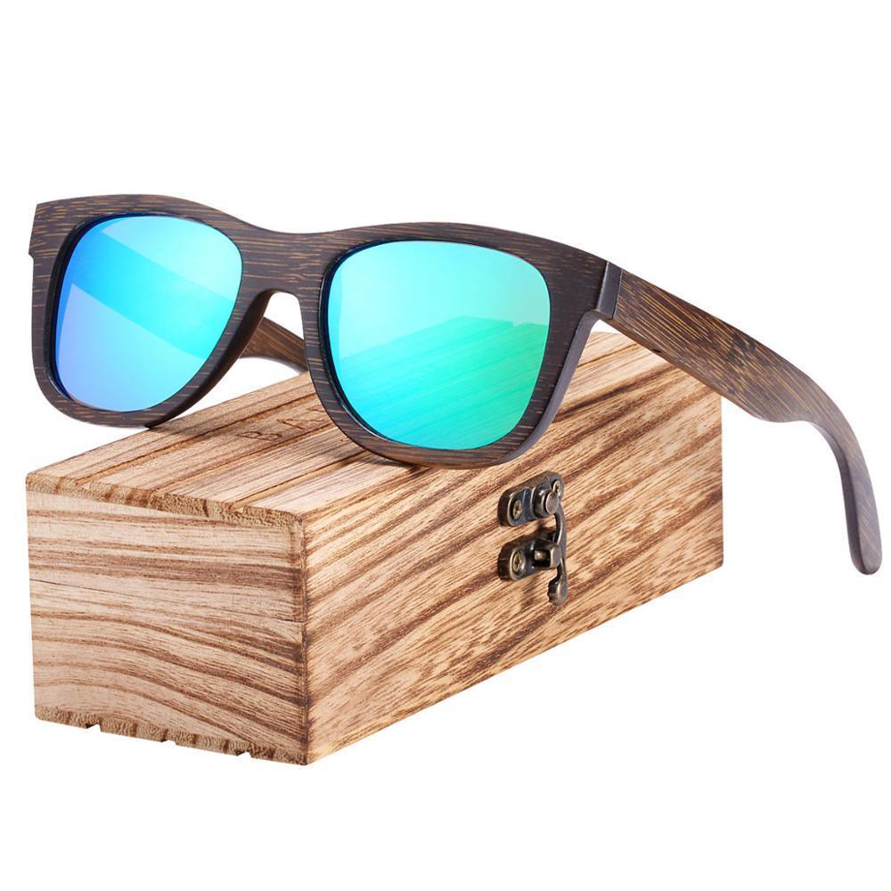 Luxury Square Wood Bamboo Polarized Sunglasses