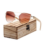 Modern Cat Eye Bamboo + Metal Polarized Sunglasses