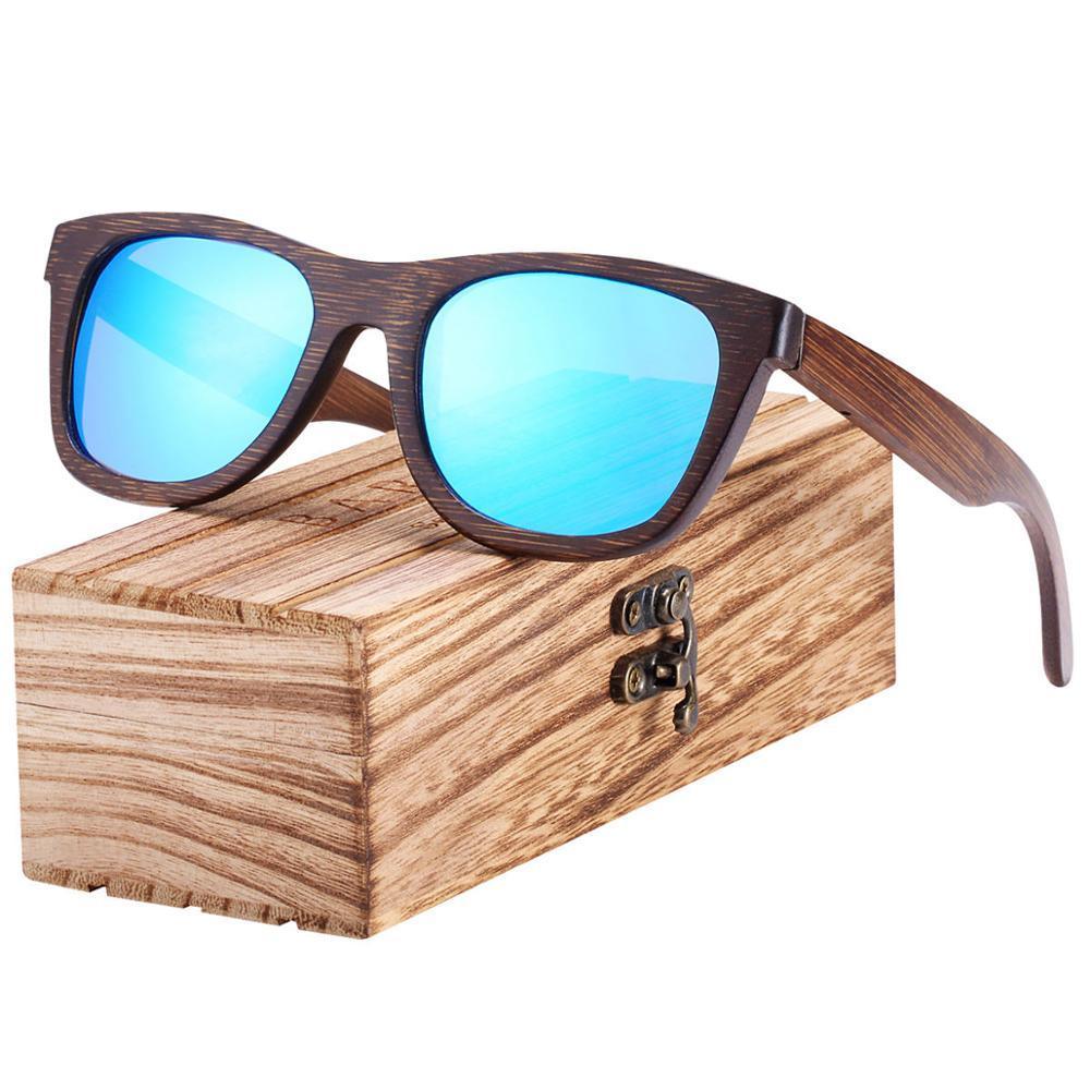 Luxury Square Wood Bamboo Polarized Sunglasses