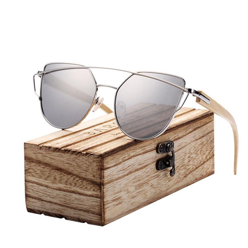 Modern Cat Eye Bamboo + Metal Polarized Sunglasses