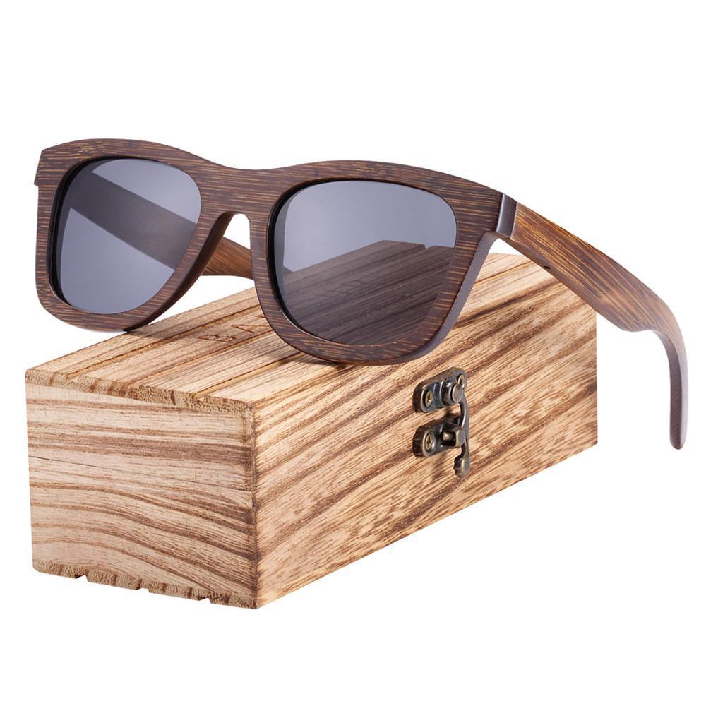 Luxury Square Wood Bamboo Polarized Sunglasses