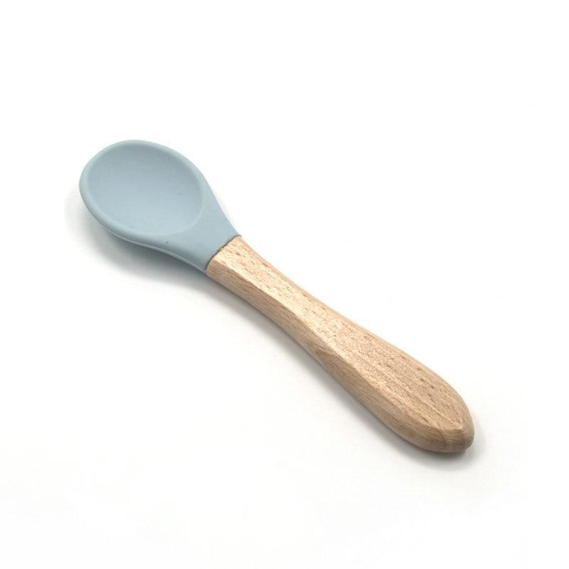 Bamboo + Silicone Baby Feeding Spoons – 2 Piece Set