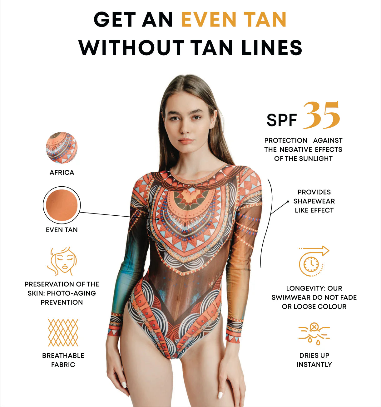 Dreamcatcher One-Piece Halter Swimsuit with Sleeves - SPF 35