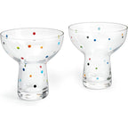 Hand Blown Margarita Glass – (Polka Dot Vintage Design)-4