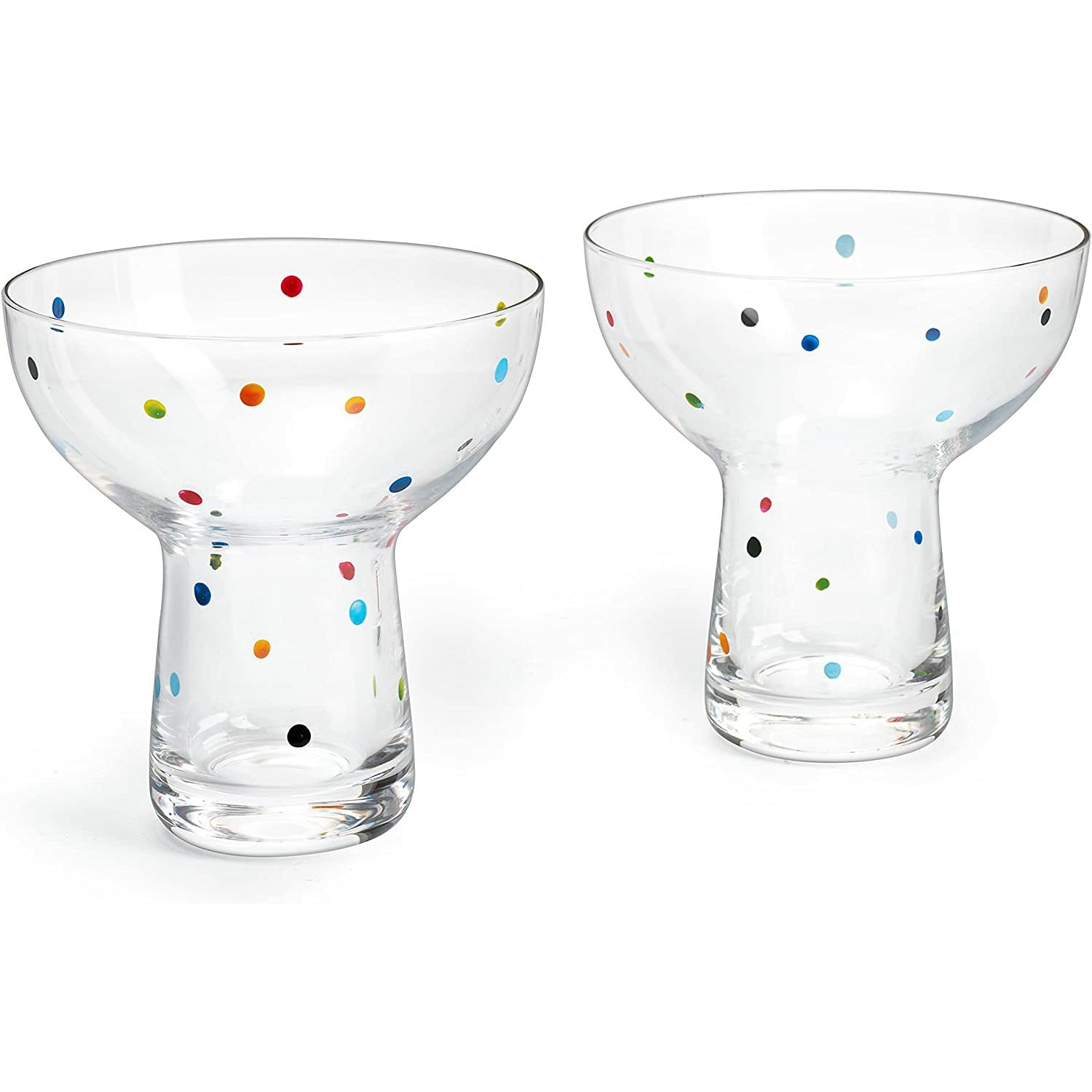 Hand Blown Margarita Glass – (Polka Dot Vintage Design)-4