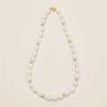 19" Single Strand Baroque Pearl Necklace with Gold Beads
