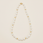 19" Single Strand Baroque Pearl Necklace with Gold Beads