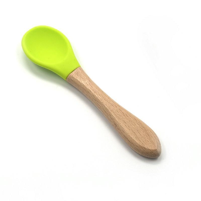 Bamboo + Silicone Baby Feeding Spoons – 2 Piece Set