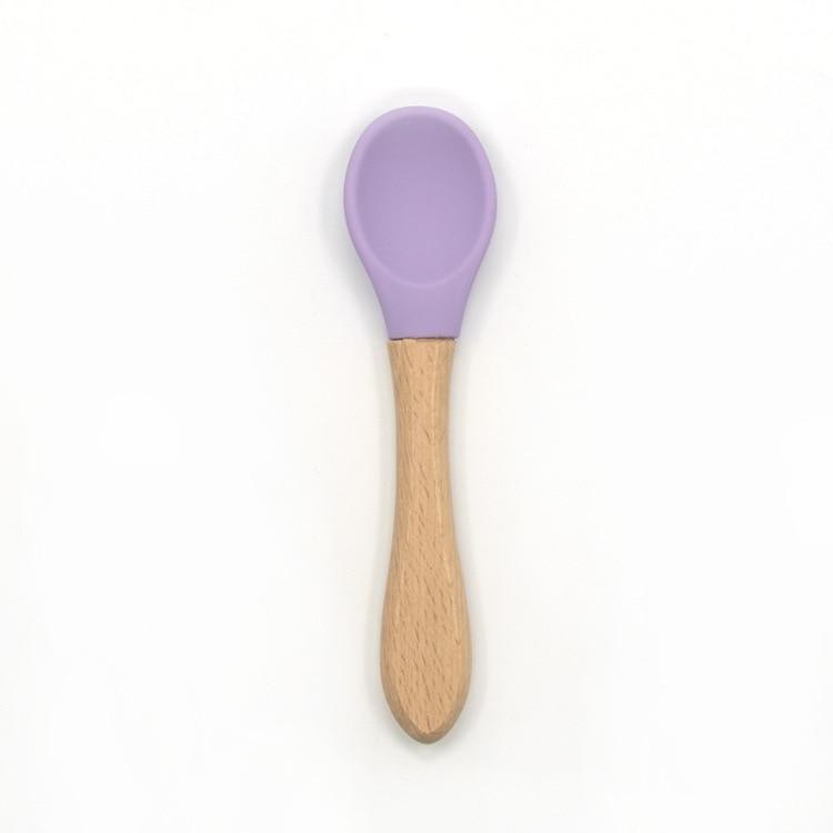 Bamboo + Silicone Baby Feeding Spoons – 2 Piece Set