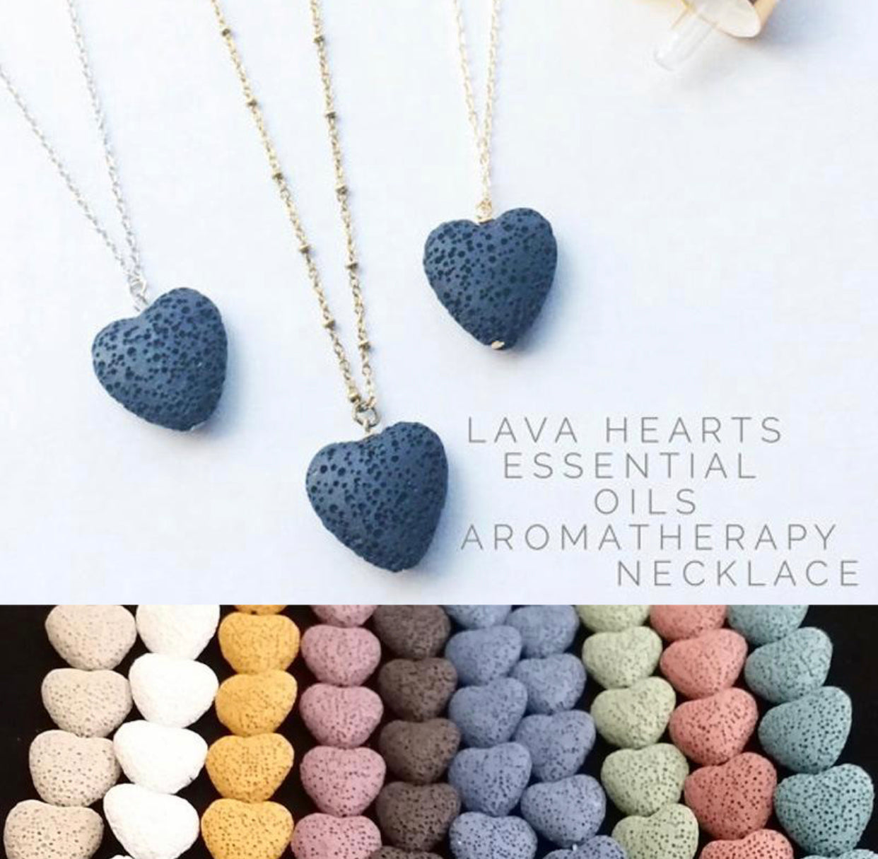 Heart Lava Aromatherapy Necklace-1