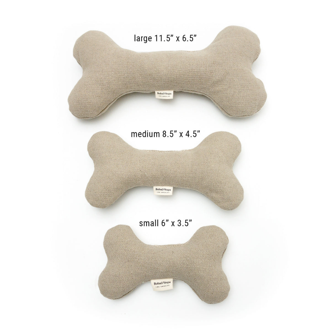Boba & Vespa Soft Plush Hemp Dog Bone Toy for Gentle Chewers – Squeaker Free