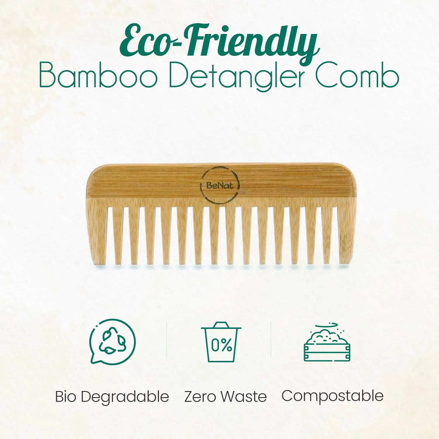 BeNat Eco-Friendly Natural Bamboo Wide Tooth Hair Comb