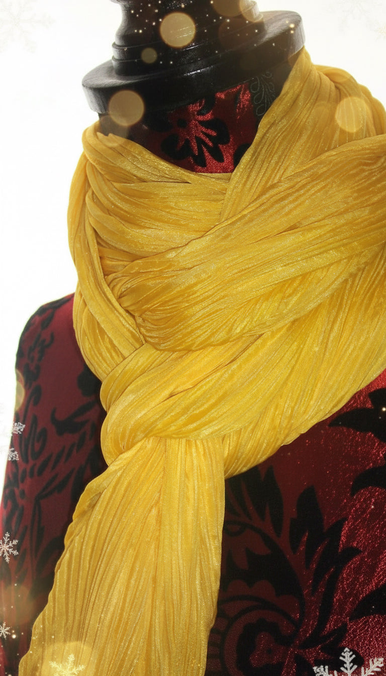 Shibori Pleated Solid Color Silk Scarf – Handmade to Order