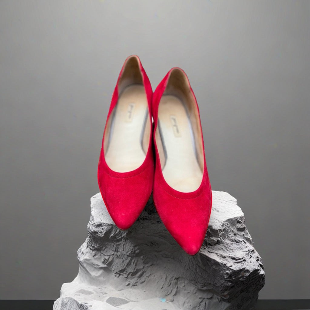 Paul Green Red Suede Block Heel Pumps