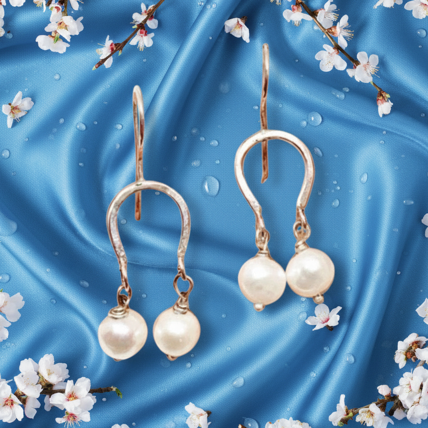 Lucky Horseshoe Handmade Pearl Drop Earrings
