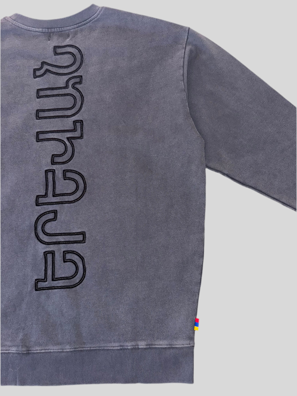 YEREVAN Embroidered Logo 100% Cotton Oversized Crewneck Sweatshirt Dress- Dark Vintage Gray