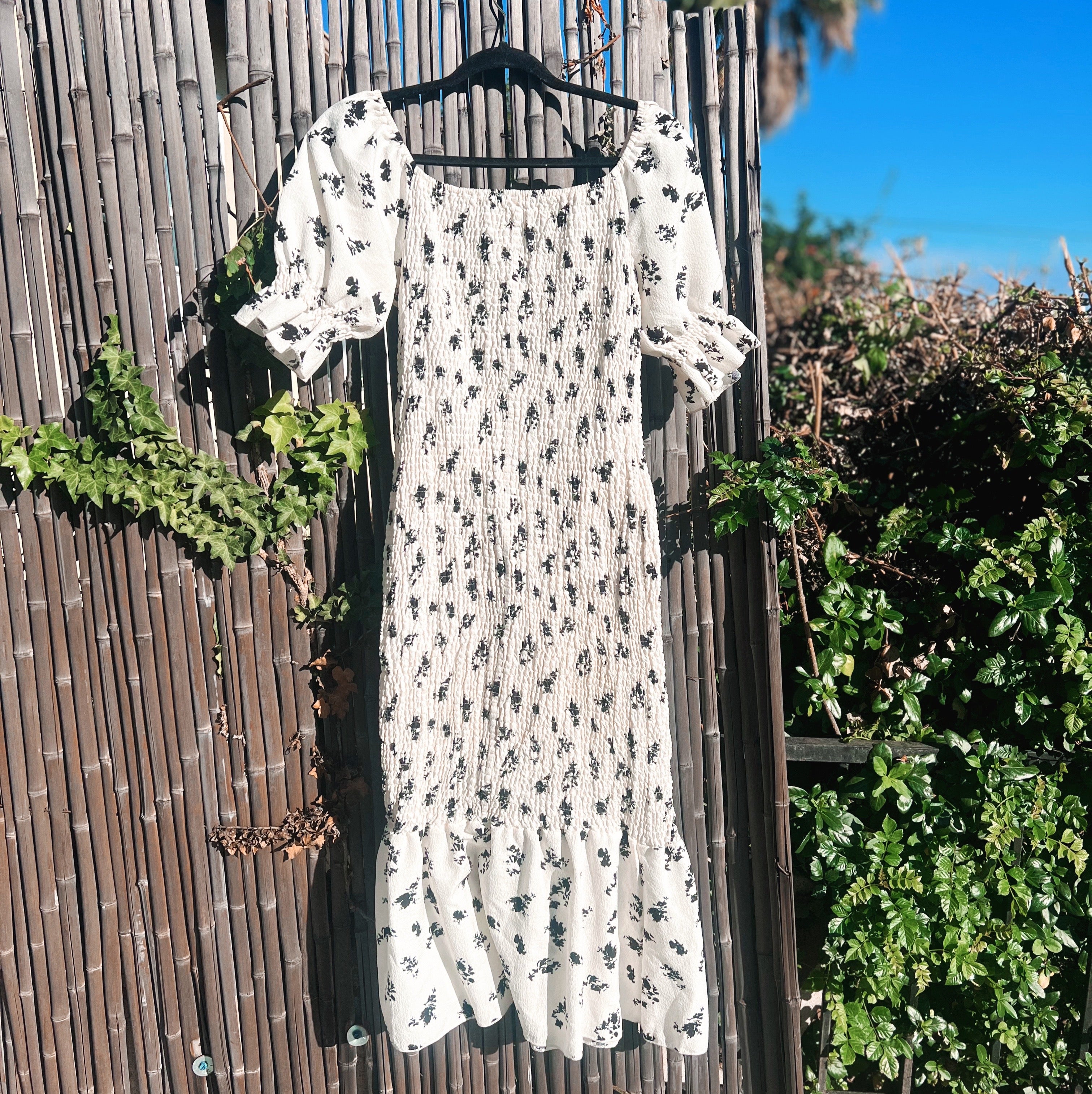 Pre-Loved Floral Shirred Puff Sleeve Mermaid Dress