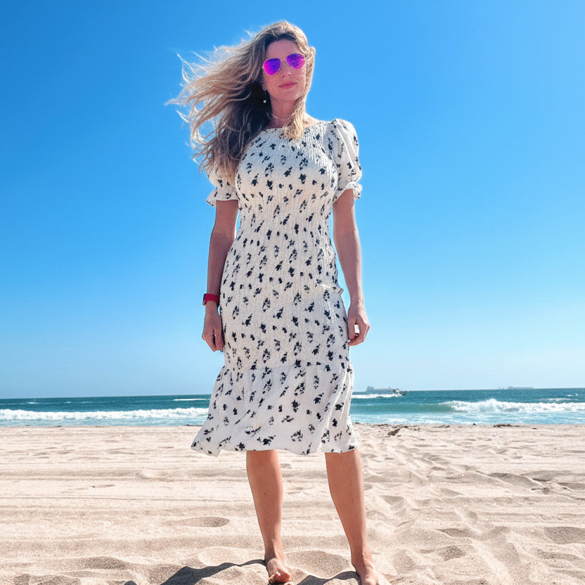 Pre-Loved Floral Shirred Puff Sleeve Mermaid Dress